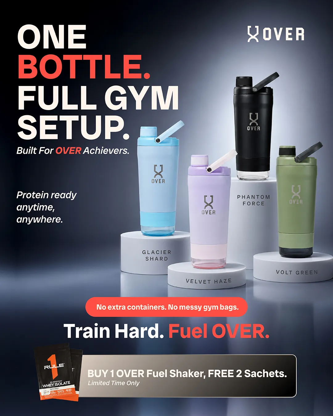 OVER drinkware — full gym setup product social post